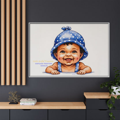 "Little Artful Treasures" Collection - 'Cupcake Frosting Giggles' by vca - Framed Baby Wall Art (Matte Canvas)