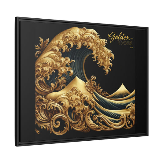 "Golden Touch" Collection - 'Cresting Sea' by vca - Matte Canvas, Black Framed