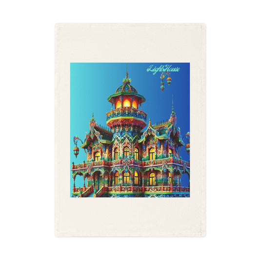 Colorful Vibrant Lighthouse Cotton Tea Towel design by vca - Kitchen Decor for Home & Gifts