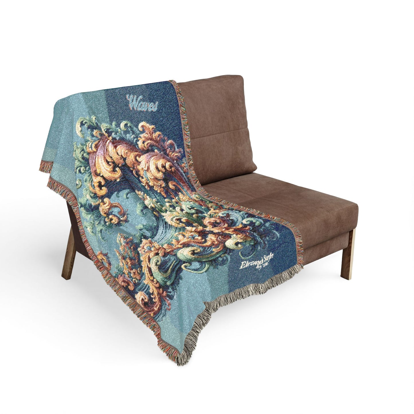 "Elevated Style" Collection - Designer Woven Blanket - 'Waves2" by vca