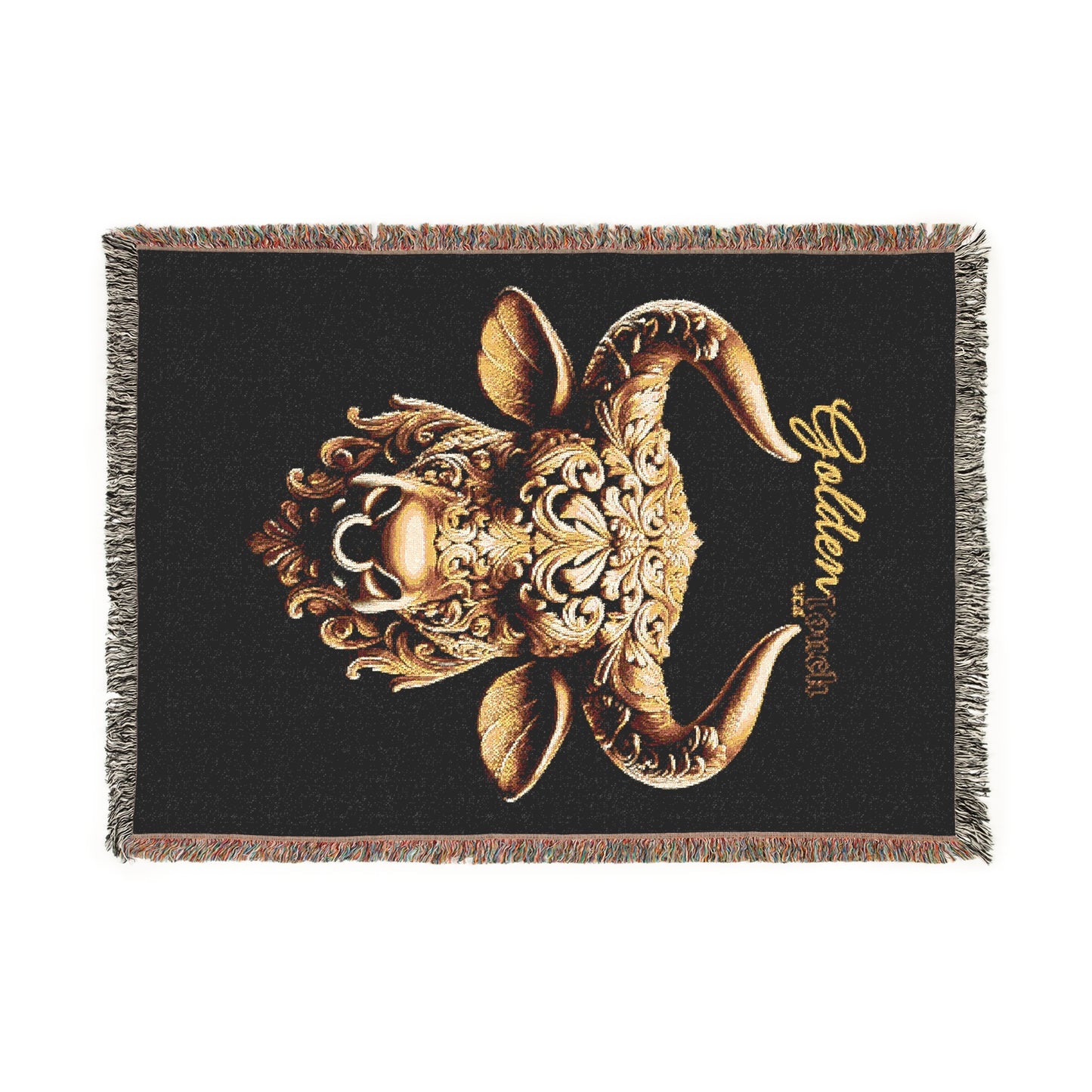 "Golden Touch" Collection - 'TaurusHead2' design by vca - Designer Woven Blanket