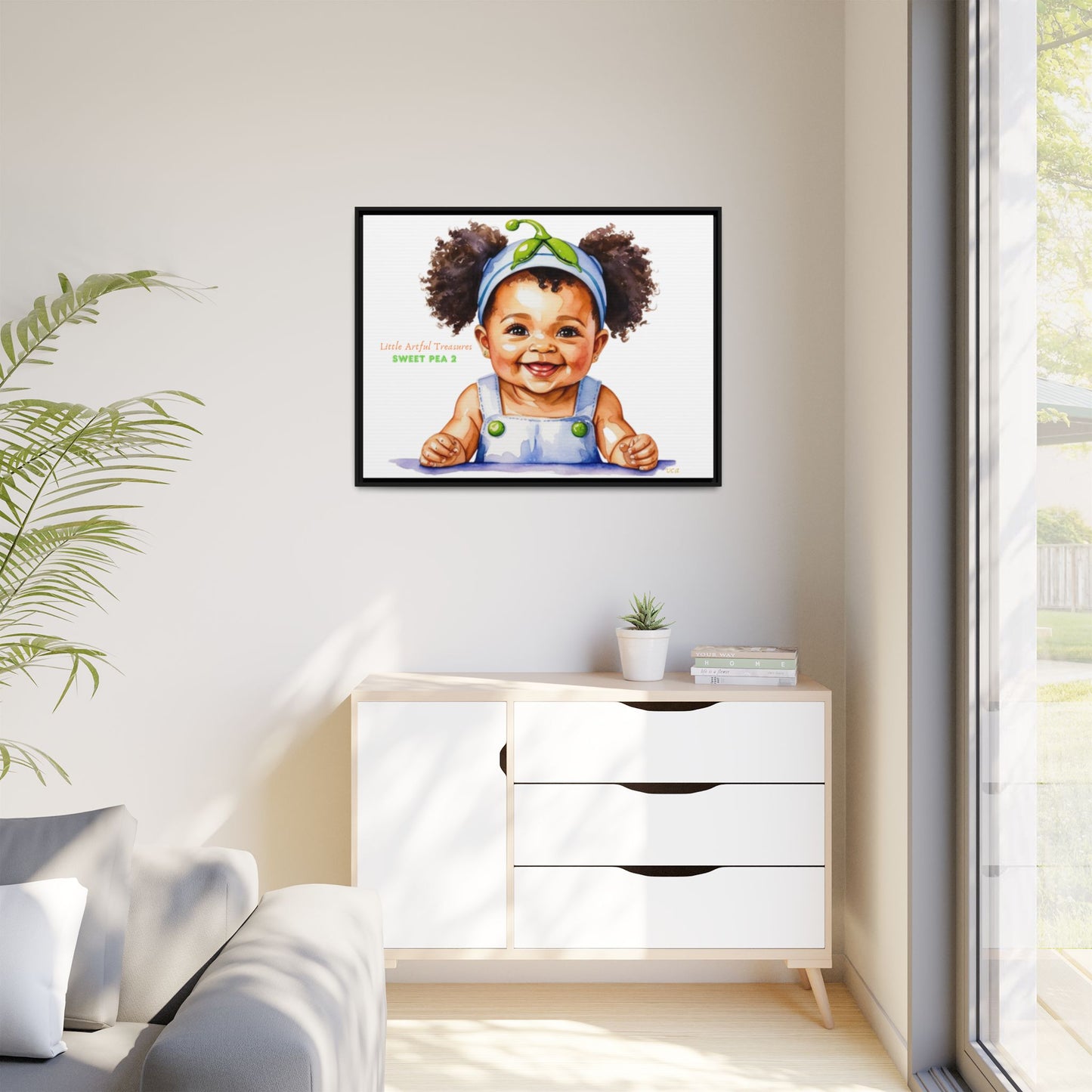 "Little Artful Treasures" Collection - Framed Canvas Print — "Sweet Pea 2" Baby Portrait by vca