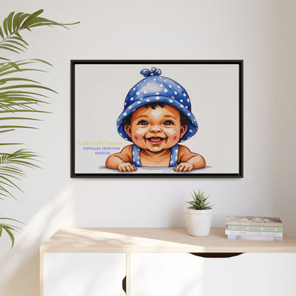 "Little Artful Treasures" Collection - 'Cupcake Frosting Giggles' by vca - Framed Baby Wall Art (Matte Canvas)