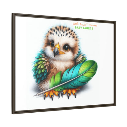 "Little Artful Treasures" Collection - Framed Canvas Wall Art— 'Baby Eagle 3 with Eagle Feather' by vca