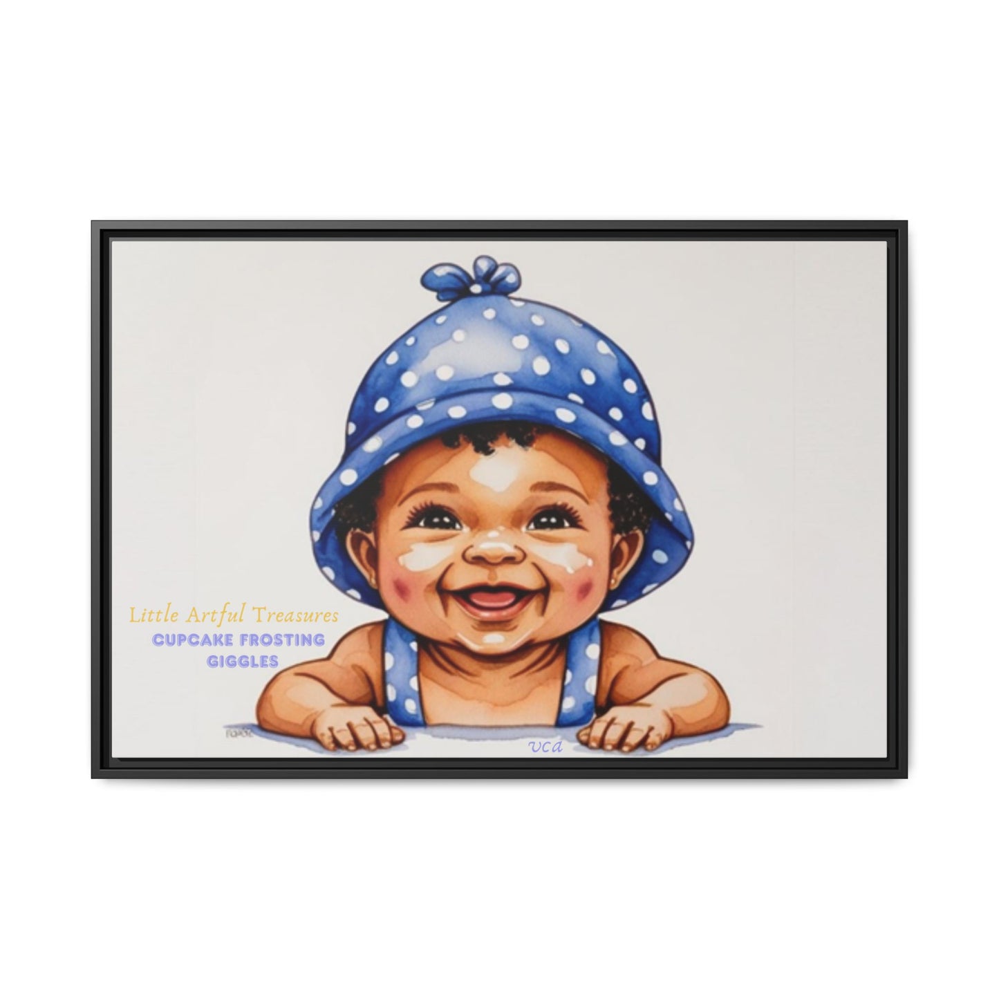 "Little Artful Treasures" Collection - 'Cupcake Frosting Giggles' by vca - Framed Baby Wall Art (Matte Canvas)