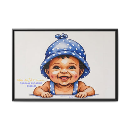 "Little Artful Treasures" Collection - 'Cupcake Frosting Giggles' by vca - Framed Baby Wall Art (Matte Canvas)