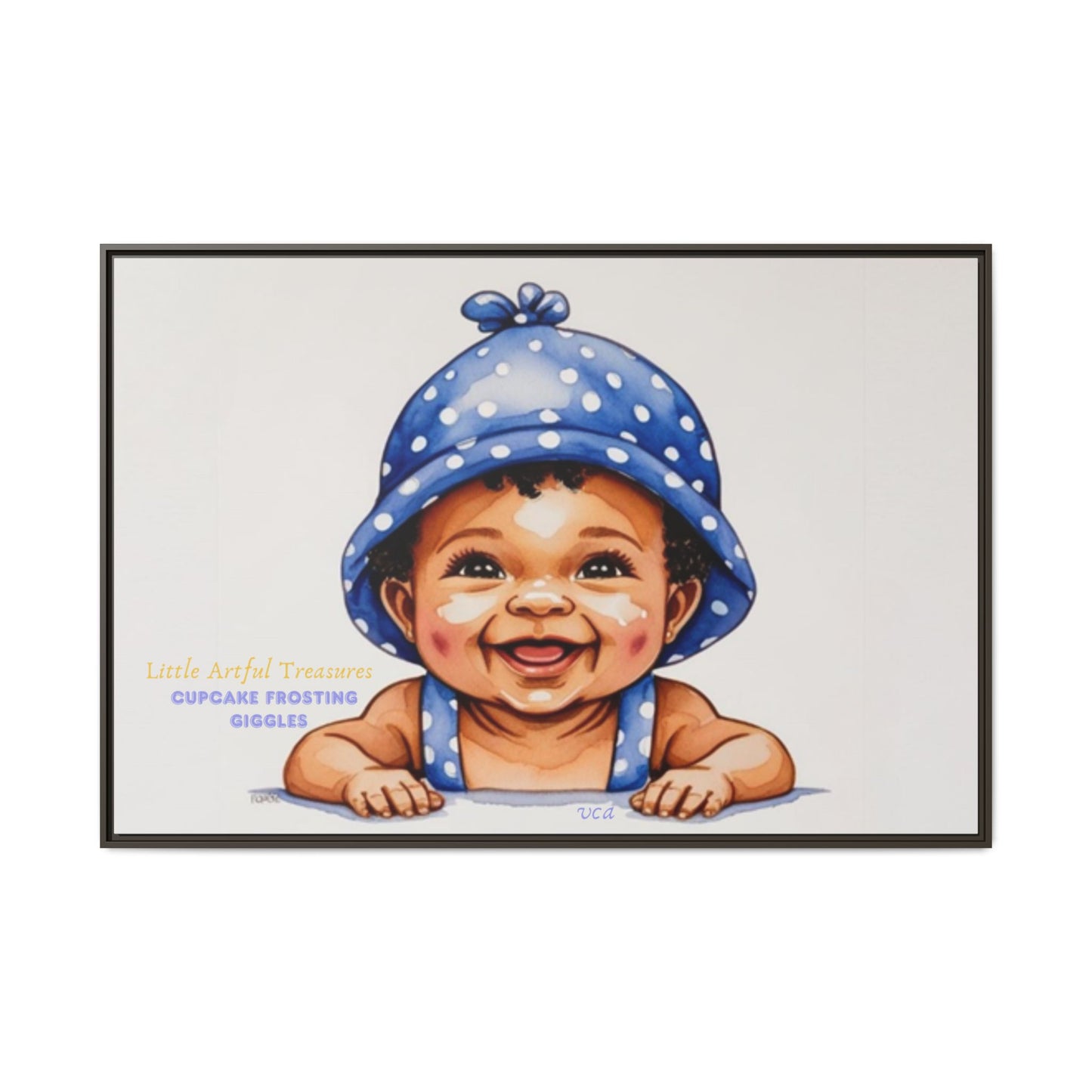 "Little Artful Treasures" Collection - 'Cupcake Frosting Giggles' by vca - Framed Baby Wall Art (Matte Canvas)
