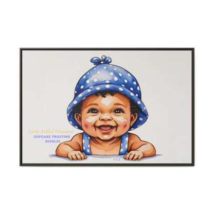 "Little Artful Treasures" Collection - 'Cupcake Frosting Giggles' by vca - Framed Baby Wall Art (Matte Canvas)