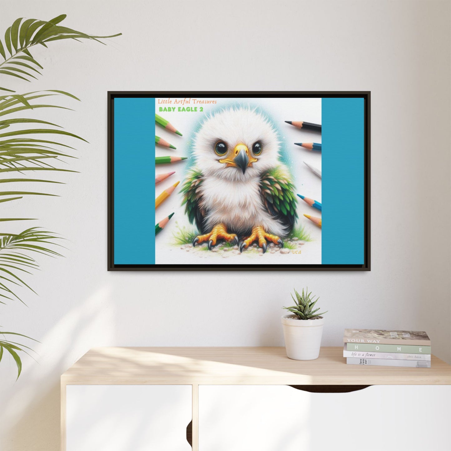 "Little Artful Treasures" Collection - Framed Canvas Wall Art — "Baby Eagle 2" by vca