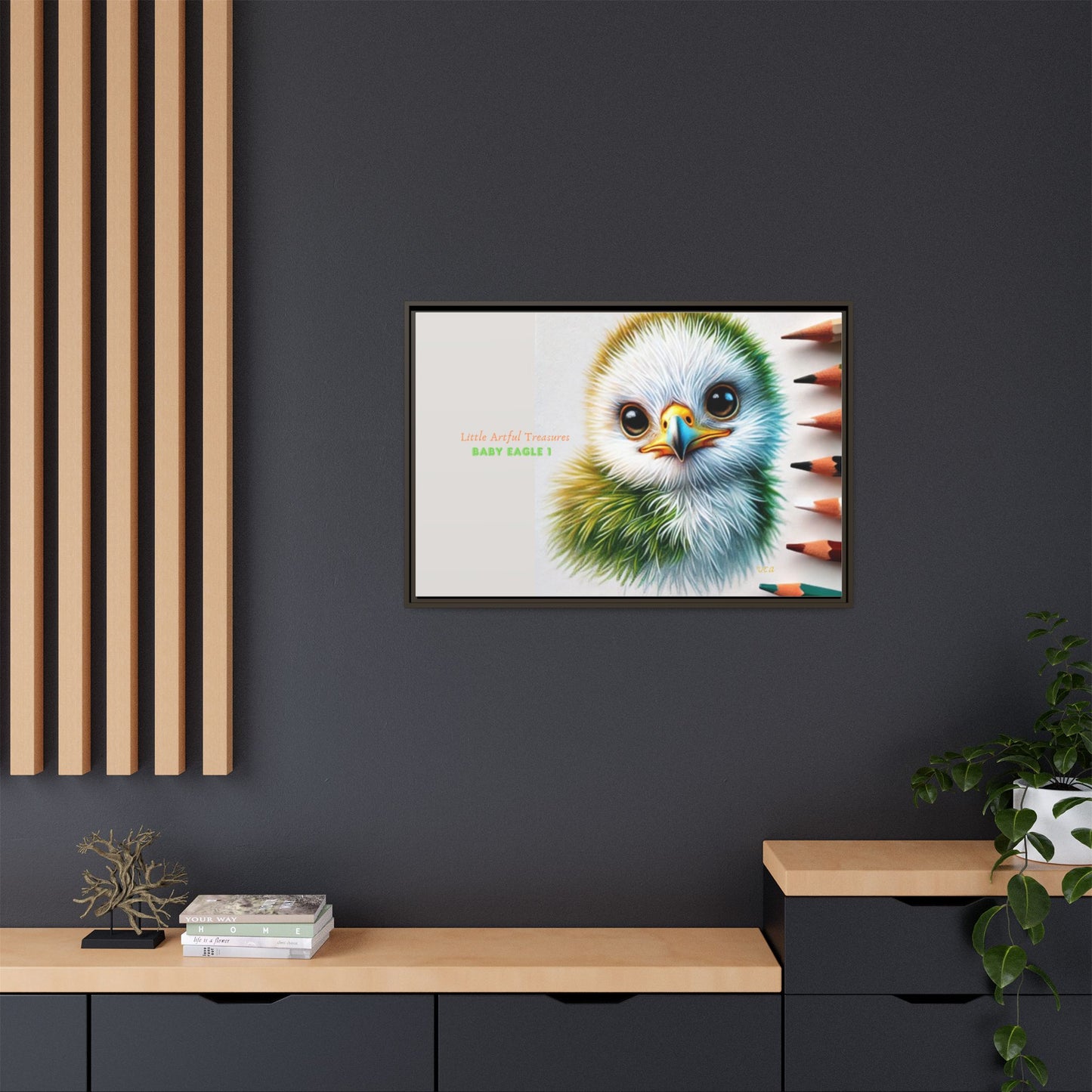"Little Artful Treasures" Collection - Framed Matte Canvas - 'Baby Eagle 1' by vca