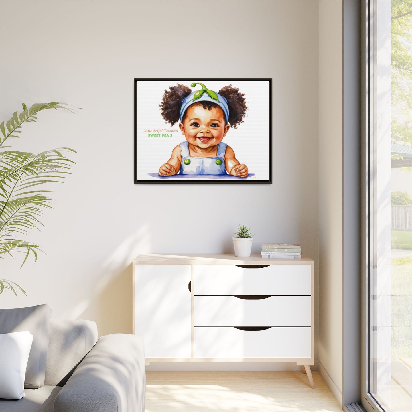 "Little Artful Treasures" Collection - Framed Canvas Print — "Sweet Pea 2" Baby Portrait by vca