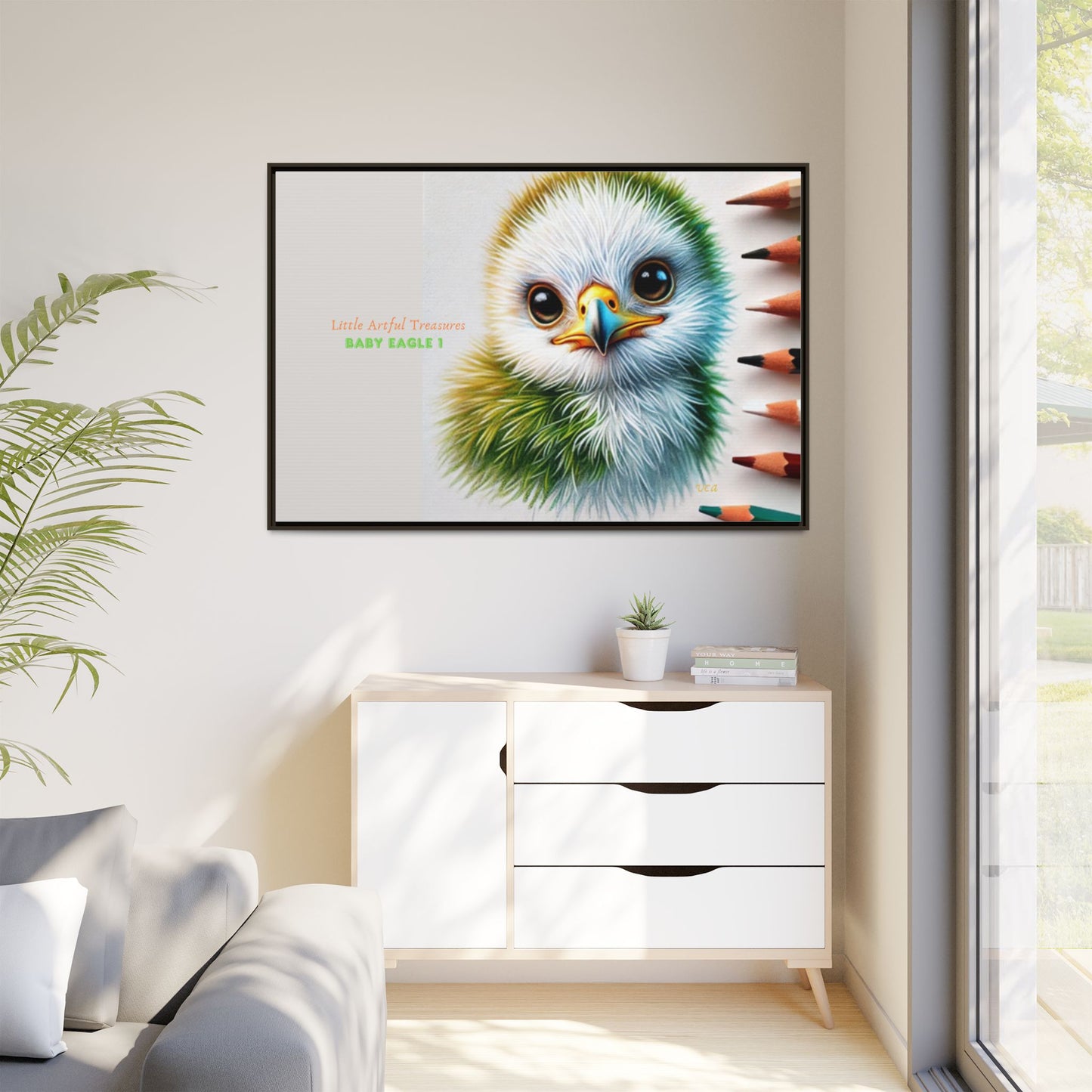 "Little Artful Treasures" Collection - Framed Matte Canvas - 'Baby Eagle 1' by vca