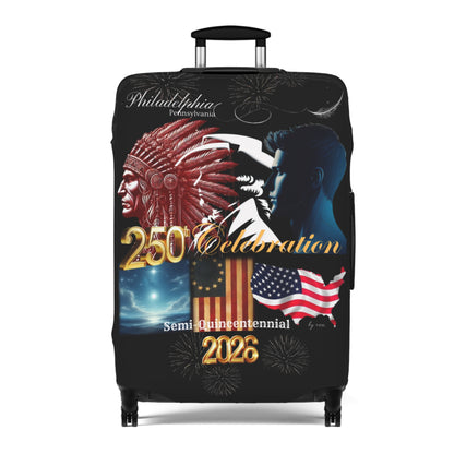 "Legacy of Liberty" Collection - Luggage Cover design by vca - Semi-Quincentennial Travel Accessory, 2-sided - Black