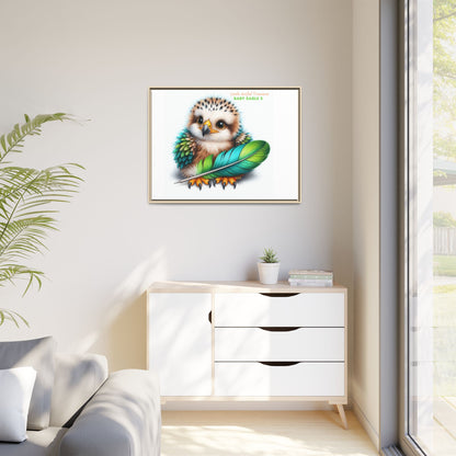 "Little Artful Treasures" Collection - Framed Canvas Wall Art— 'Baby Eagle 3 with Eagle Feather' by vca