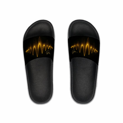 Stylish 'Soundwave' Men's Slide Sandals — "Elevated Style' Collection - Graphic Soundwave Design by vca