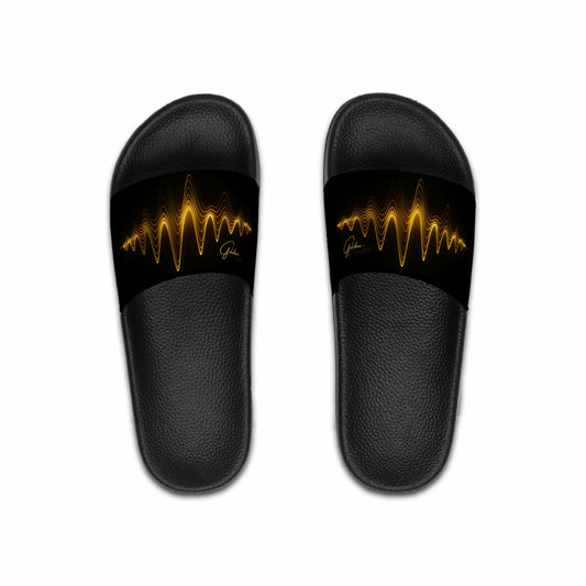 Stylish 'Soundwave' Men's Slide Sandals — "Elevated Style' Collection - Graphic Soundwave Design by vca