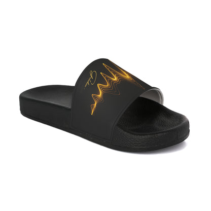 Stylish 'Soundwave' Men's Slide Sandals — "Elevated Style' Collection - Graphic Soundwave Design by vca