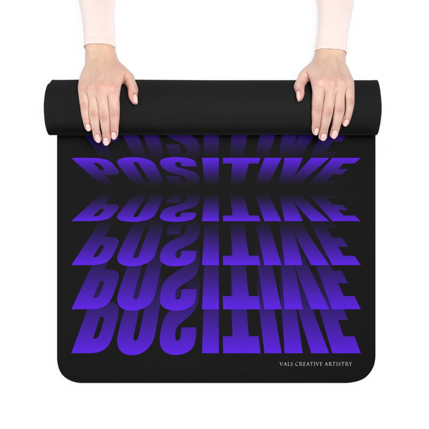 "Elevated Style" Collection - 'Positive Vibes' Designer Yoga Mat by vca - Purple