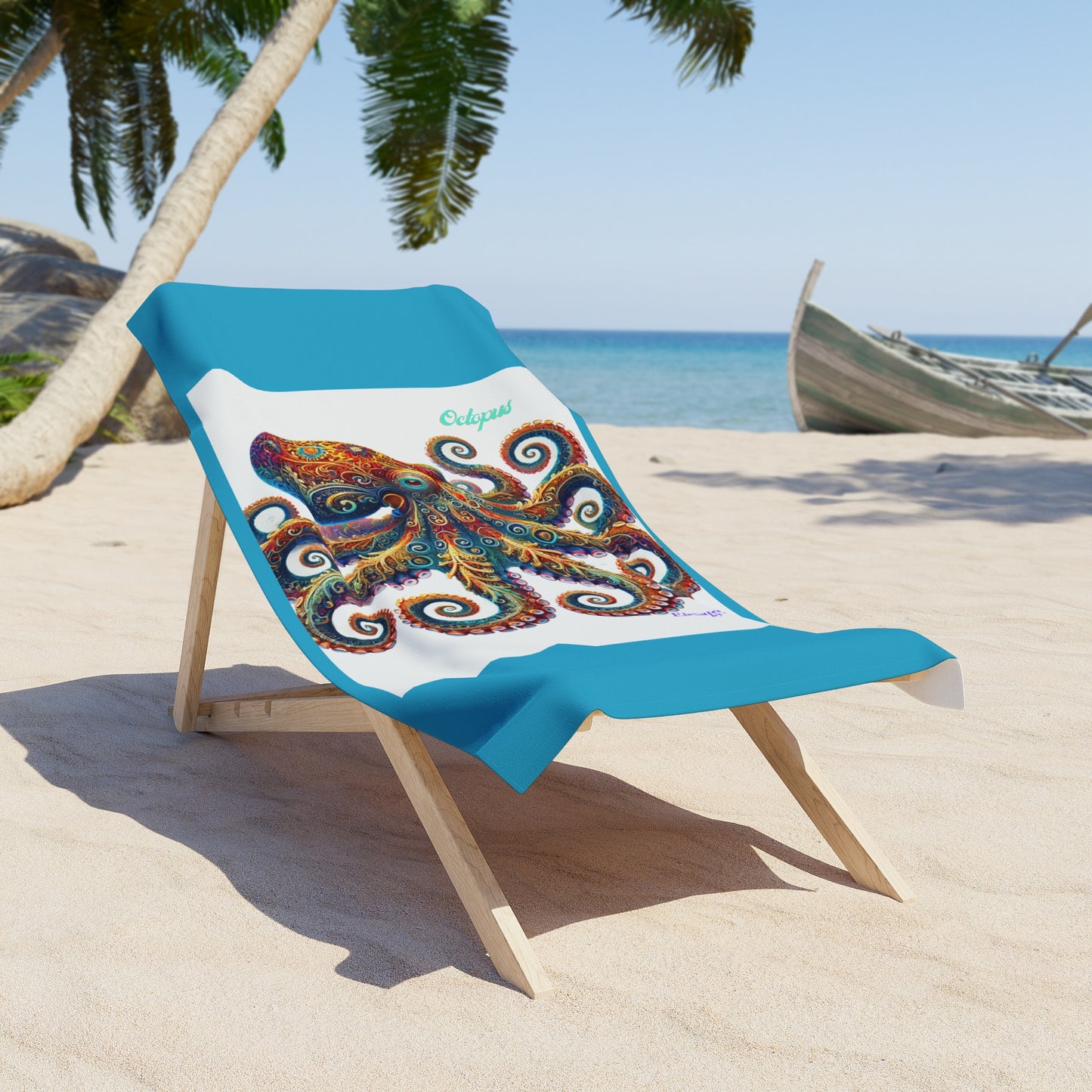 Designer Beach Towel — 'Elevated Style' Collection - 'Colorful Octopus' by vca