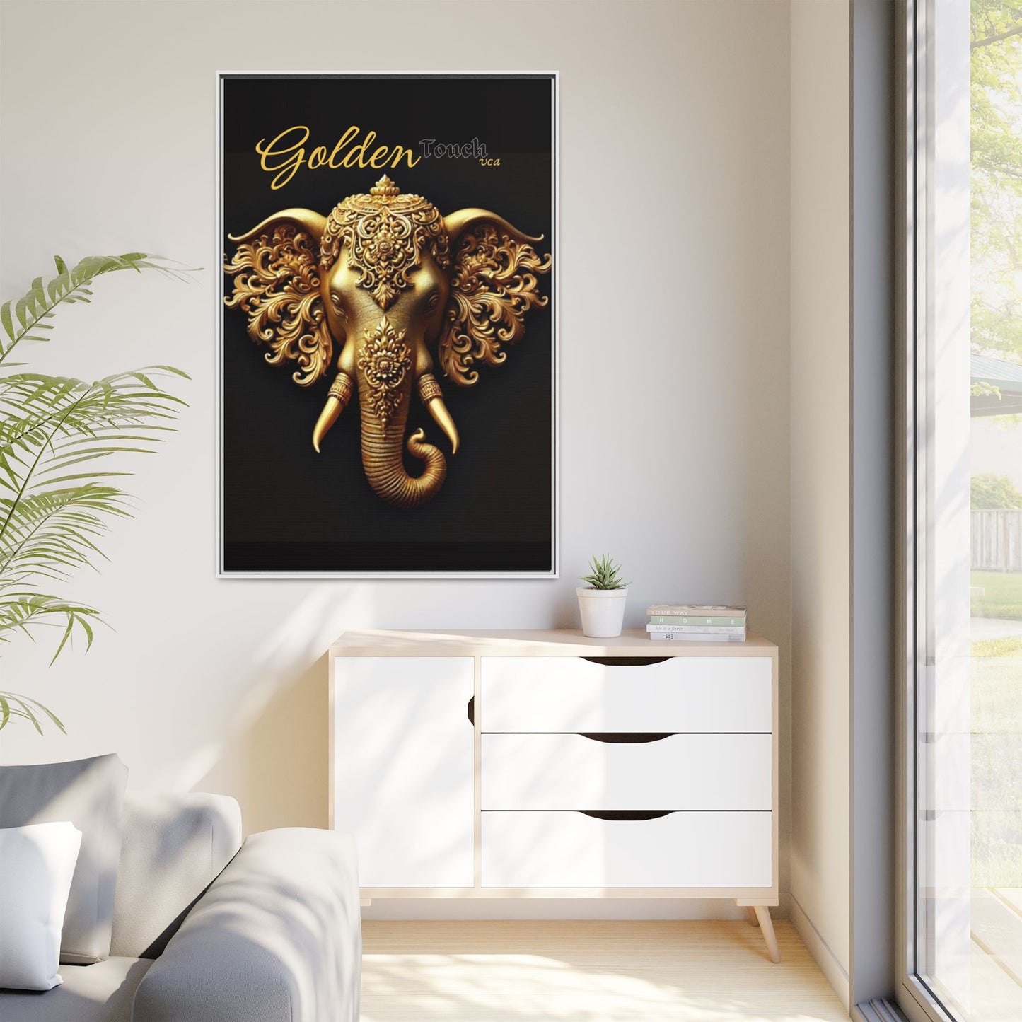 "Golden Touch" Collection - Gold Elephant Framed Wall Art - Designer Art by vca