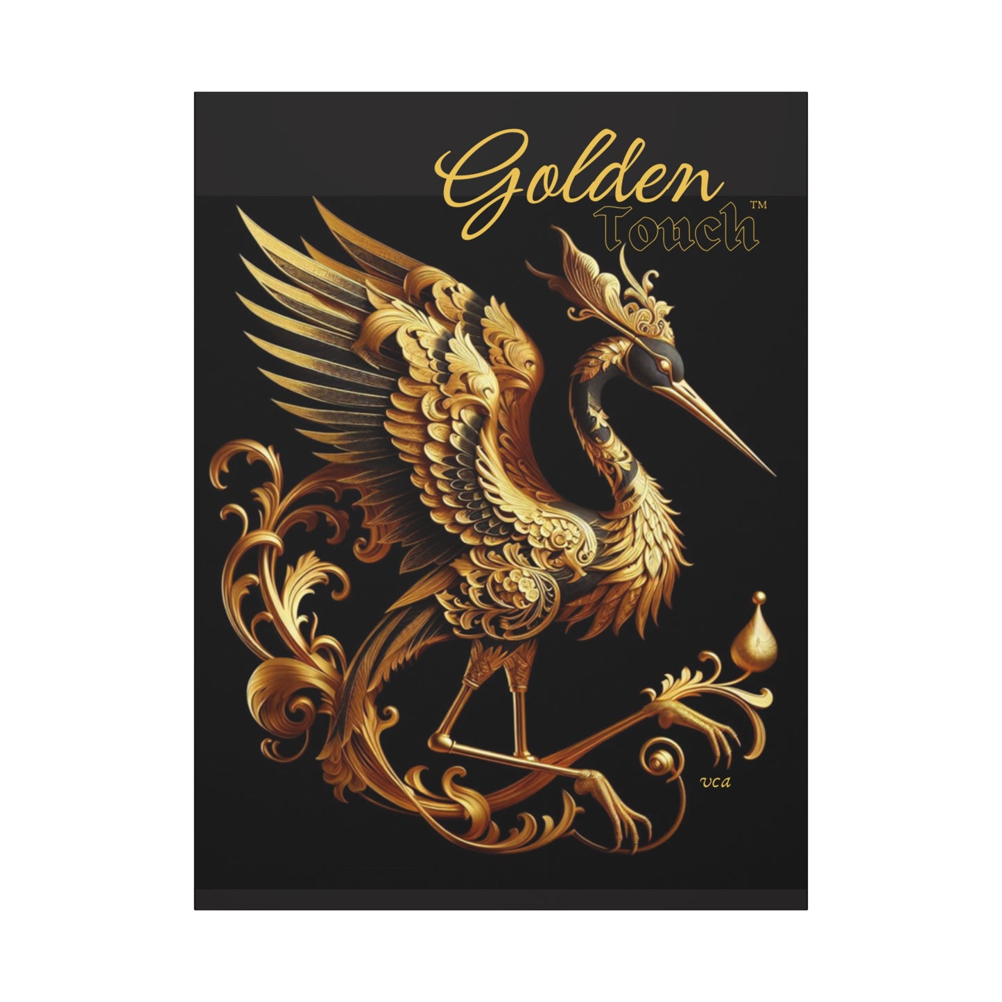 "Golden Touch" Collection - Canvas Wall Art - '24K Crane' by vca