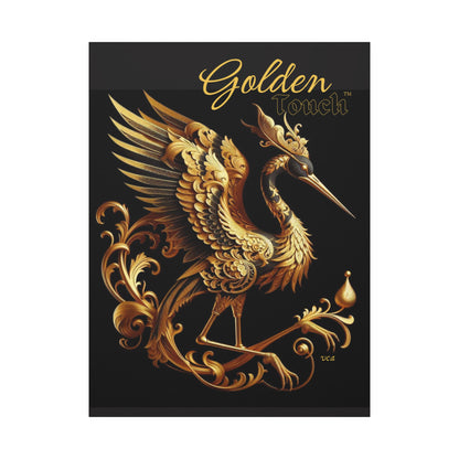 "Golden Touch" Collection - Canvas Wall Art - '24K Crane' by vca