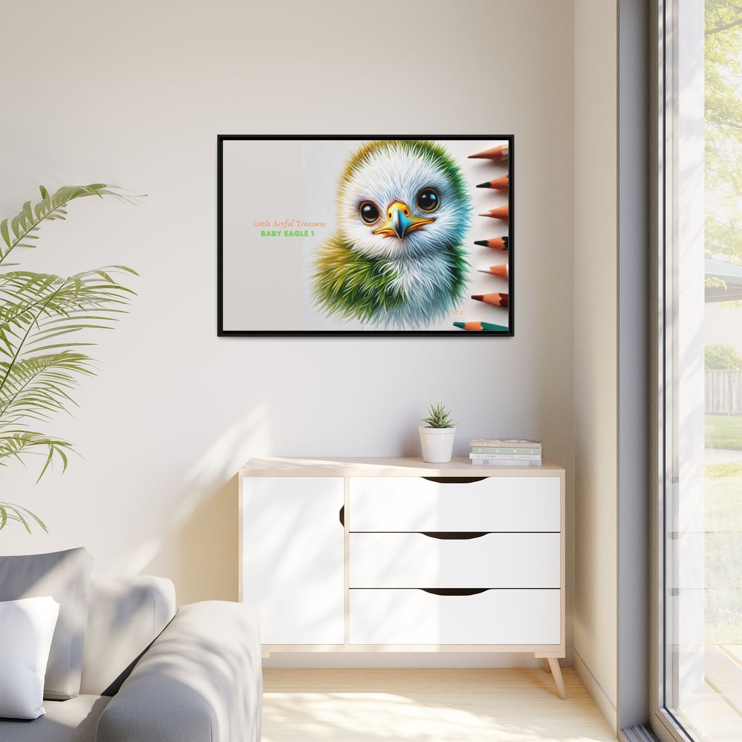 "Little Artful Treasures" Collection - Framed Matte Canvas - 'Baby Eagle 1' by vca