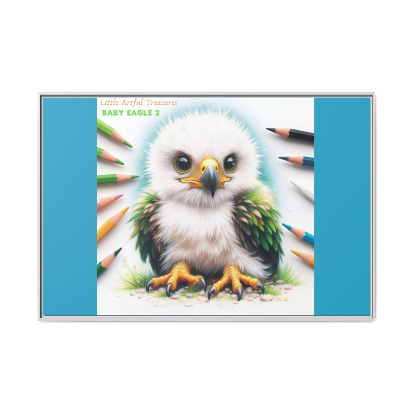 "Little Artful Treasures" Collection - Framed Canvas Wall Art — "Baby Eagle 2" by vca