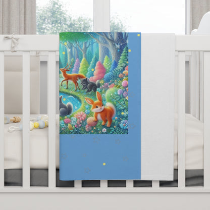 "Little Artful Treasures" Collection — Soft Fleece Nursery Throw - 'Forest Lite Dreams 1' by vca