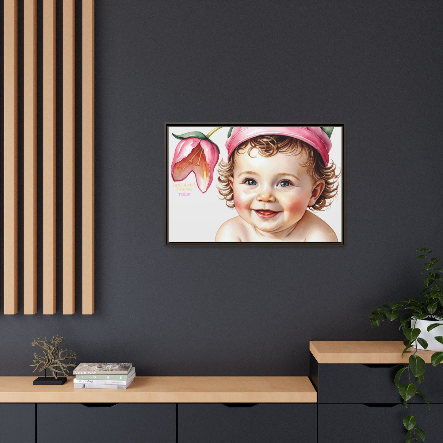 "Little Artful Treasures" Collection - 'Tulip' - Art Framed Matte Canvas Baby Portrait by vca