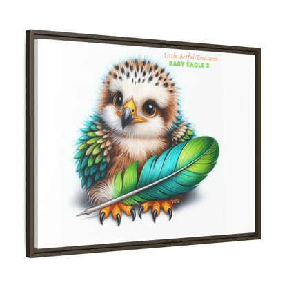 "Little Artful Treasures" Collection - Framed Canvas Wall Art— 'Baby Eagle 3 with Eagle Feather' by vca