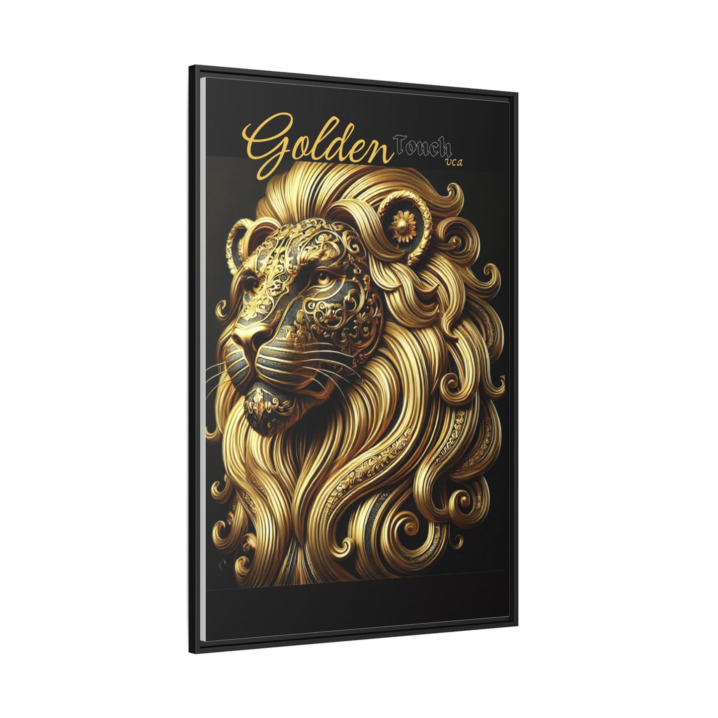 "Golden Touch" Collection - Framed Canvas Art - 'Golden Majesty' Lion by vca