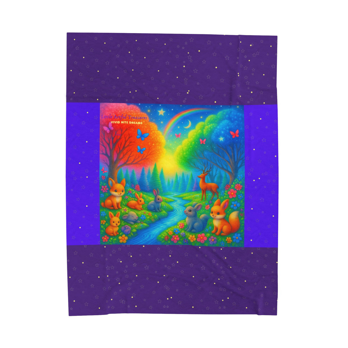 "Little Artful Treasures" Collection - Velveteen Plush Blanket - Cozy Throw - 'Vivid Nite Dreams' by vca