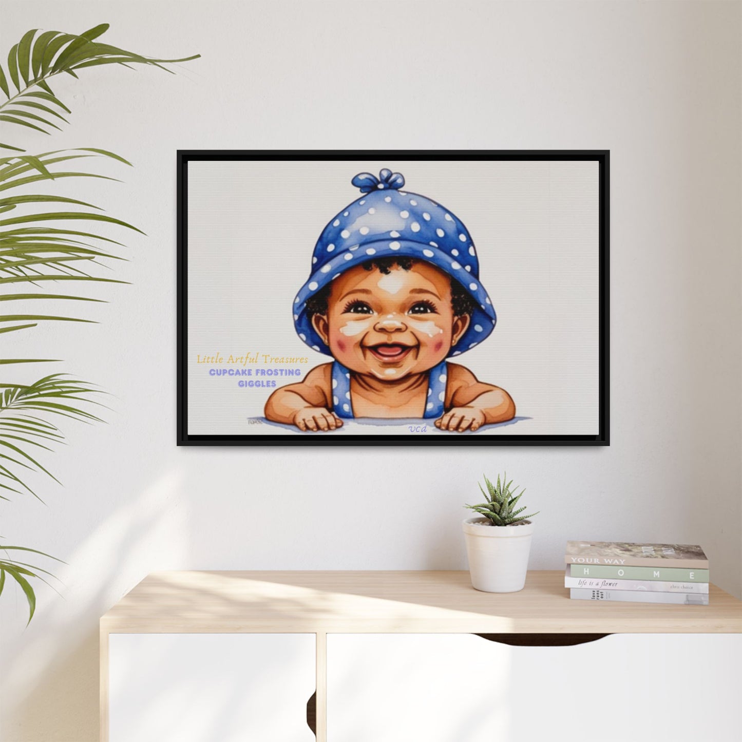 "Little Artful Treasures" Collection - 'Cupcake Frosting Giggles' by vca - Framed Baby Wall Art (Matte Canvas)