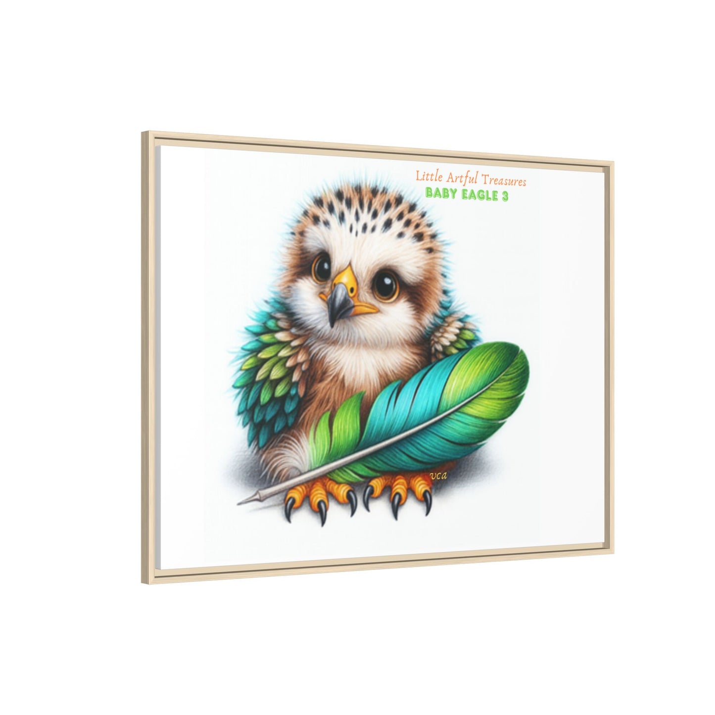 "Little Artful Treasures" Collection - Framed Canvas Wall Art— 'Baby Eagle 3 with Eagle Feather' by vca