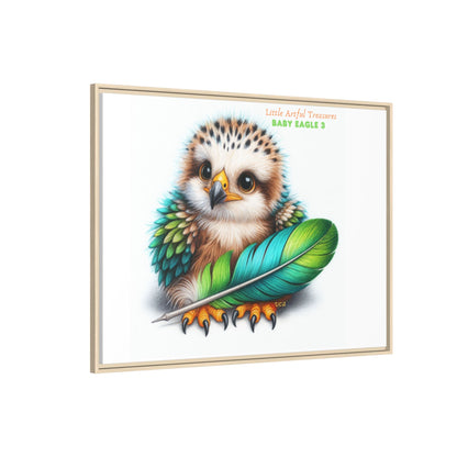 "Little Artful Treasures" Collection - Framed Canvas Wall Art— 'Baby Eagle 3 with Eagle Feather' by vca