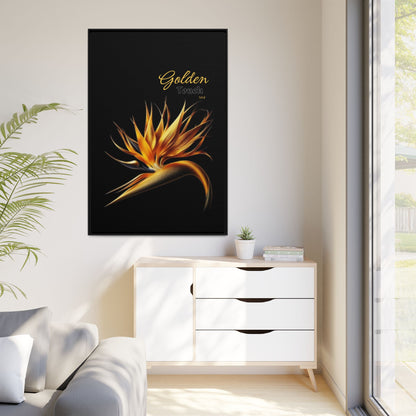 "Golden Touch" Collection - Matte Canvas, Framed Wall Art - 'Bird of Paradise 3" by vca