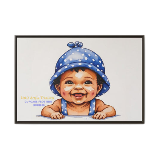 "Little Artful Treasures" Collection - 'Cupcake Frosting Giggles' by vca - Framed Baby Wall Art (Matte Canvas)