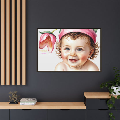 "Little Artful Treasures" Collection - 'Tulip' - Art Framed Matte Canvas Baby Portrait by vca