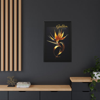 "Golden Touch" collection - 'Bird of Paradise' design #2 by vca - Framed Matte Canvas
