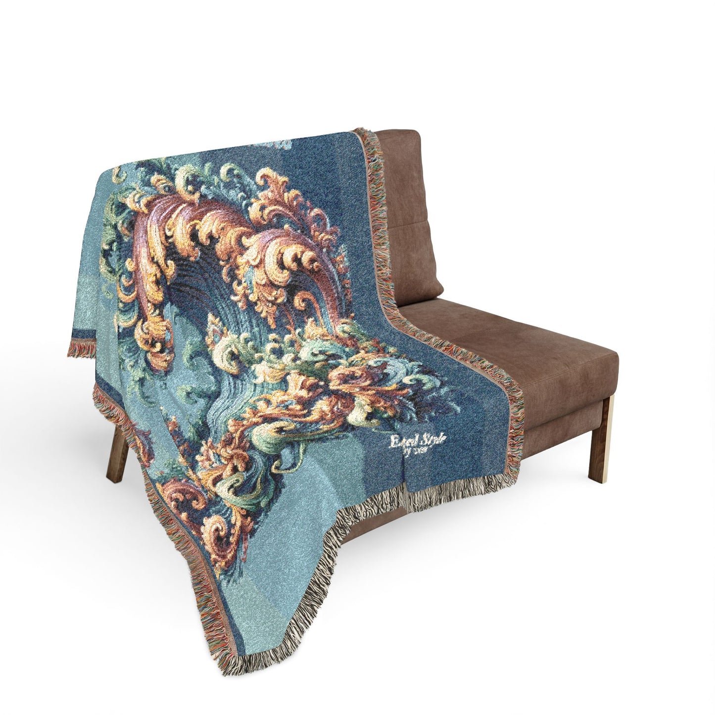 "Elevated Style" Collection - Designer Woven Blanket - 'Waves2" by vca