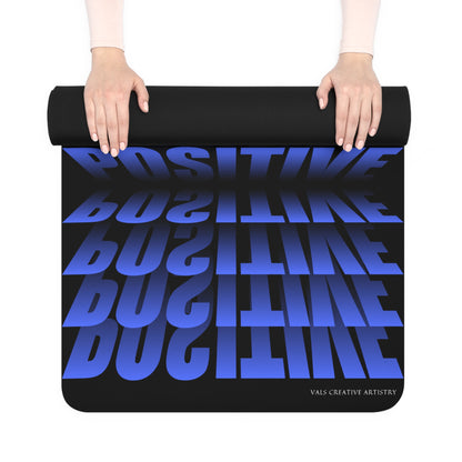 "Elevated Style" Collection - 'Positive Vibes' Designer Yoga Mat by vca - Blue