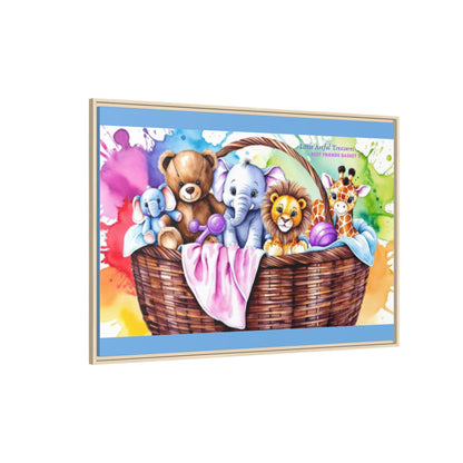 "Little Artful Treasures" Collection - Framed Nursery Canvas Wall Art — 'Best Friends Basket 2' by vca