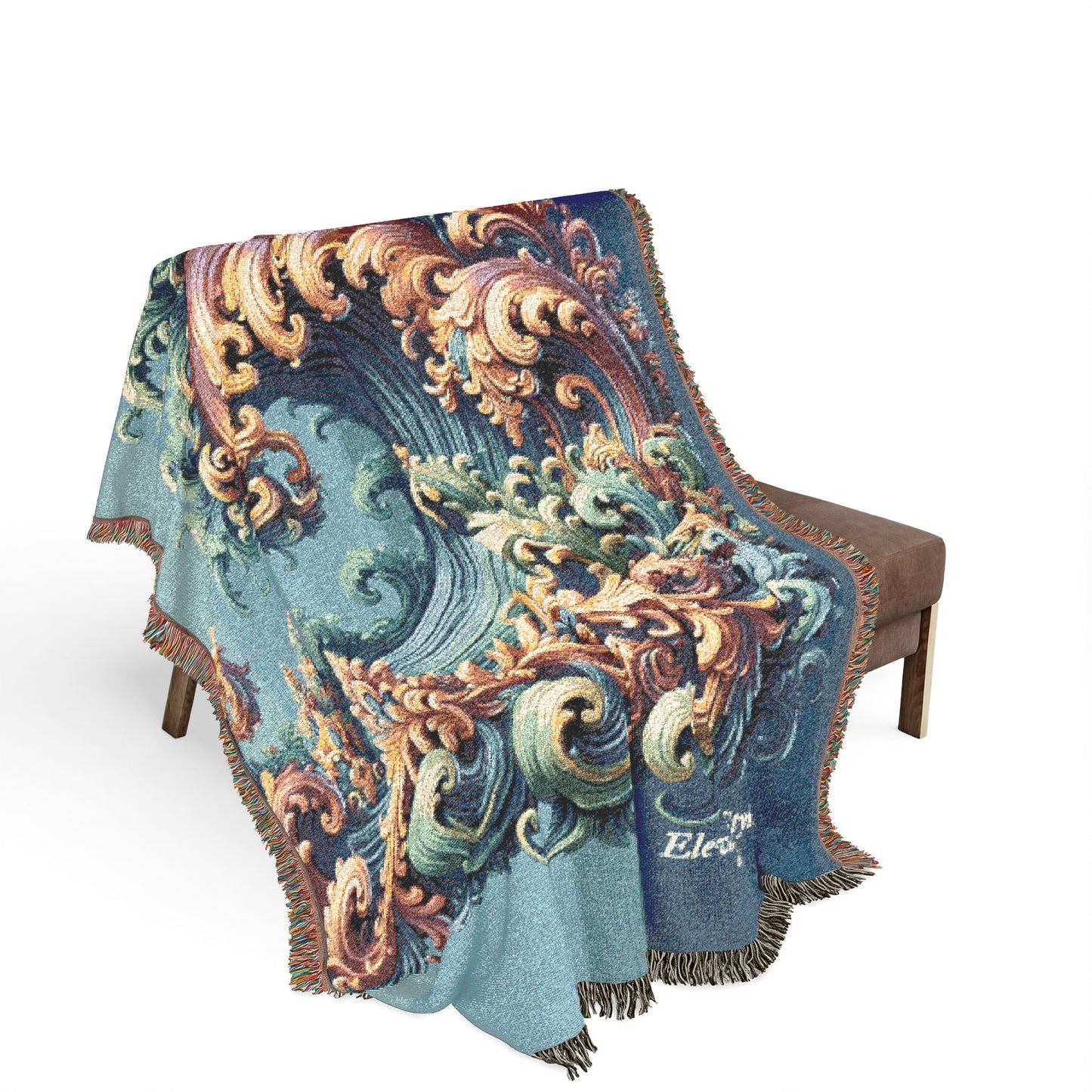"Elevated Style" Collection - Designer Woven Blanket - 'Waves2" by vca