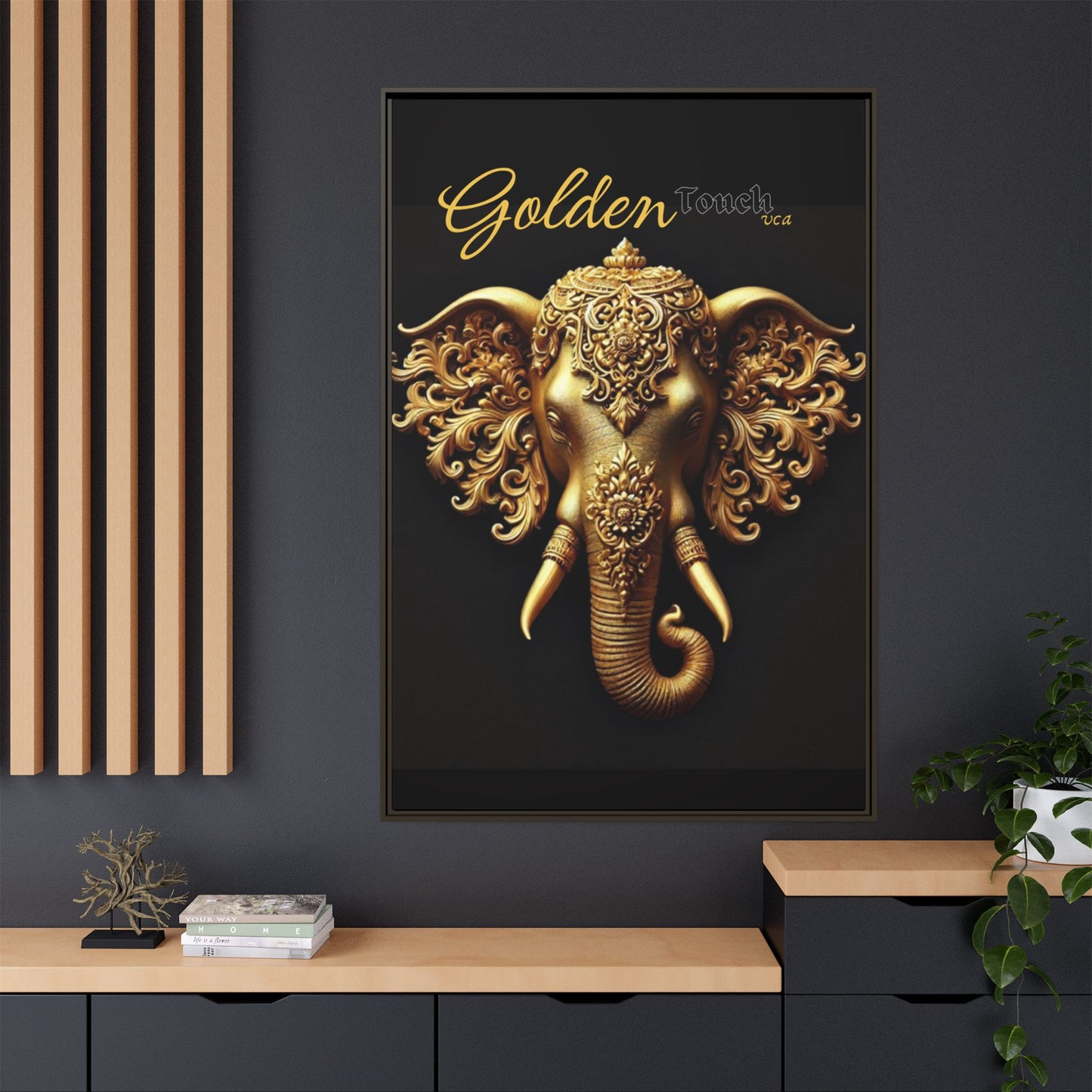 "Golden Touch" Collection - Gold Elephant Framed Wall Art - Designer Art by vca