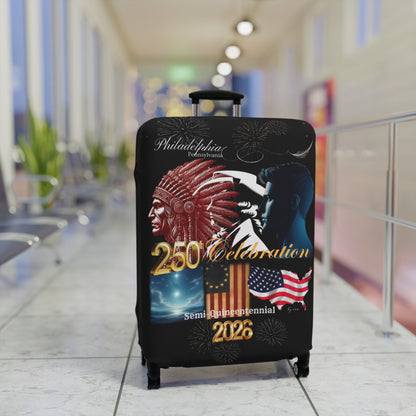 "Legacy of Liberty" Collection - Luggage Cover design by vca - Semi-Quincentennial Travel Accessory, 2-sided - Black