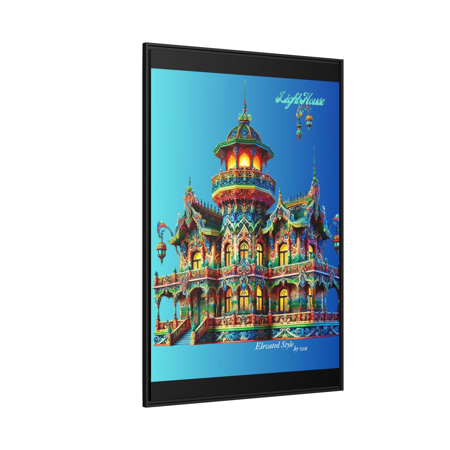 "Elevated Style" Collection - Vibrant Wall Art 'Light House' by vca - Framed Matte Canvas