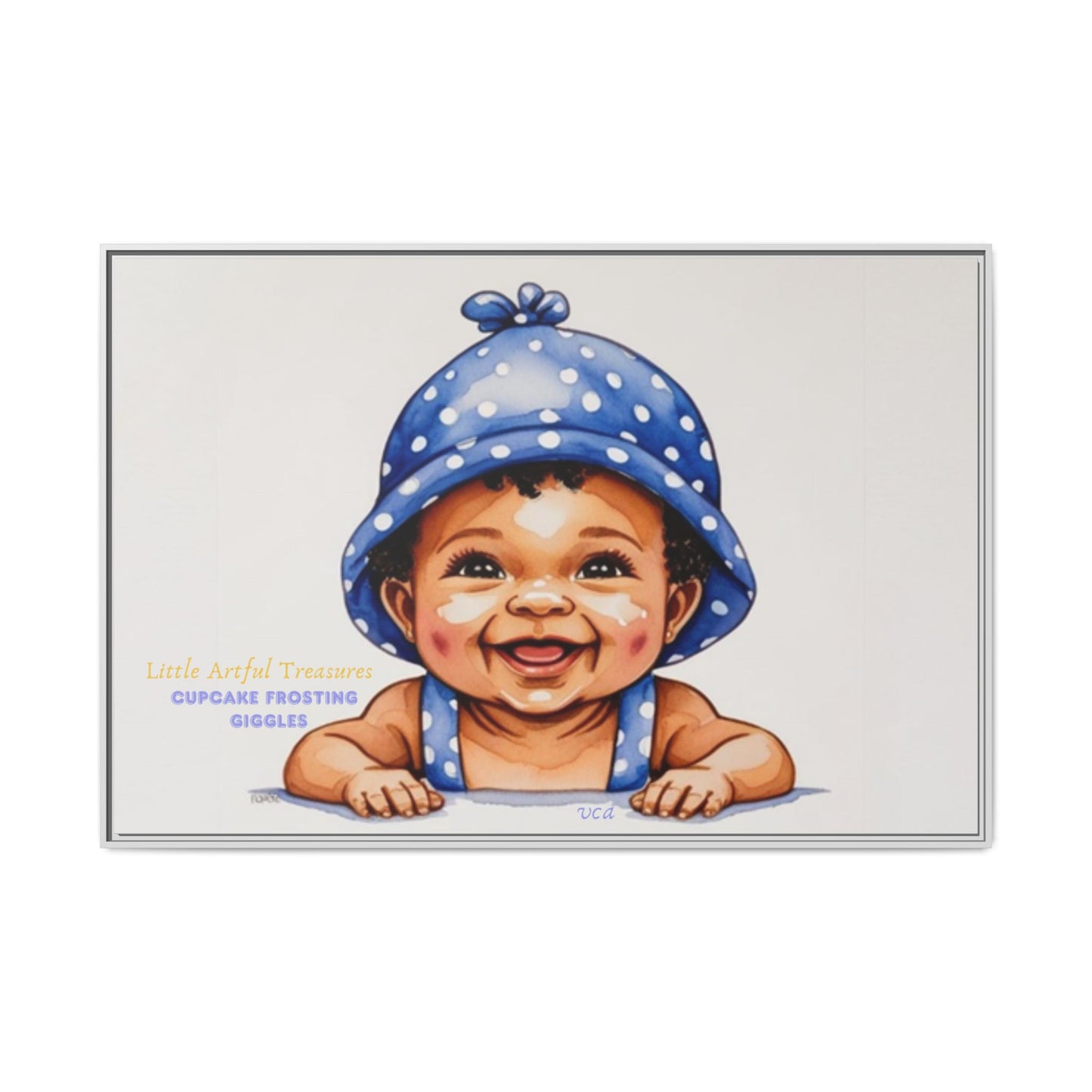 "Little Artful Treasures" Collection - 'Cupcake Frosting Giggles' by vca - Framed Baby Wall Art (Matte Canvas)