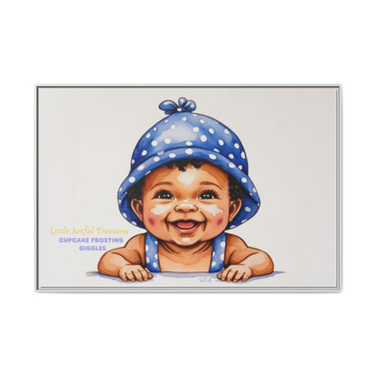 "Little Artful Treasures" Collection - 'Cupcake Frosting Giggles' by vca - Framed Baby Wall Art (Matte Canvas)