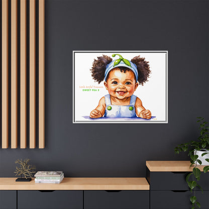 "Little Artful Treasures" Collection - Framed Canvas Print — "Sweet Pea 2" Baby Portrait by vca